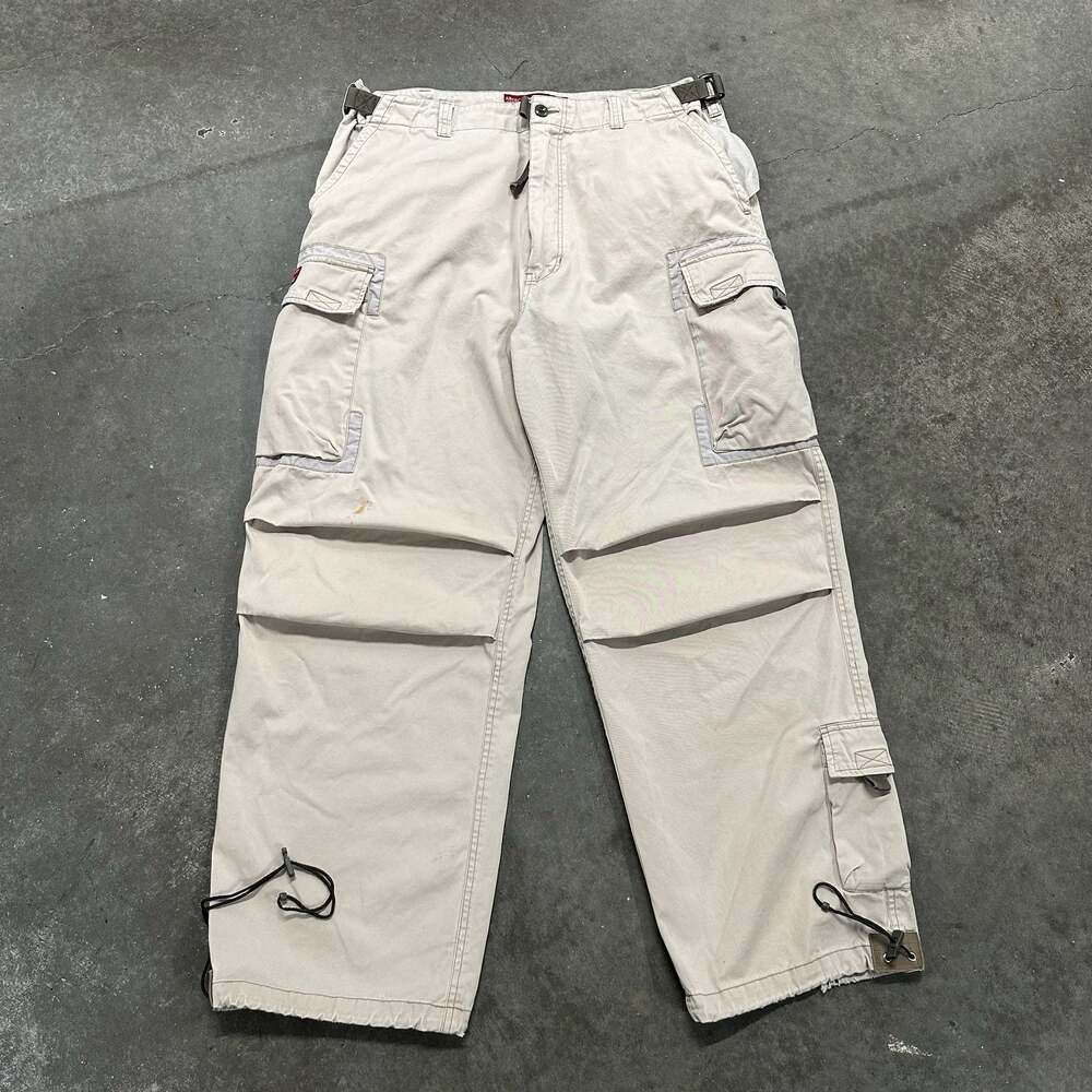 Abercrombie & Fitch Baggy Vintage Y2K Beige Cargo Pants with Drawstring Cuffs XL
